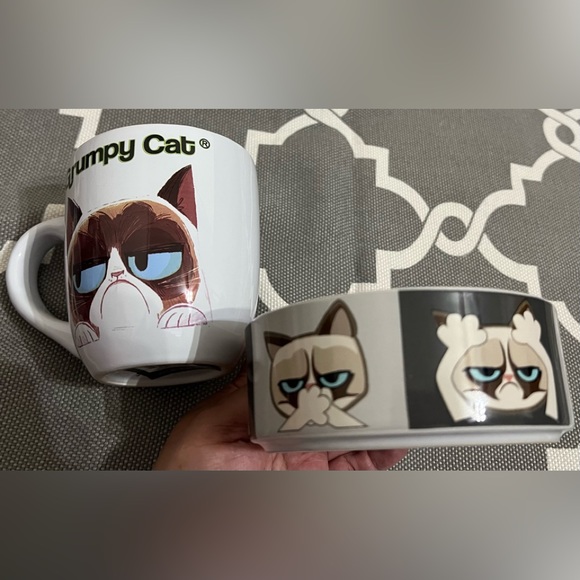 Petrageous Designs- Grumpy Weird Cat Set - Cup and Small Dish!!😍😍 - Picture 2 of 3